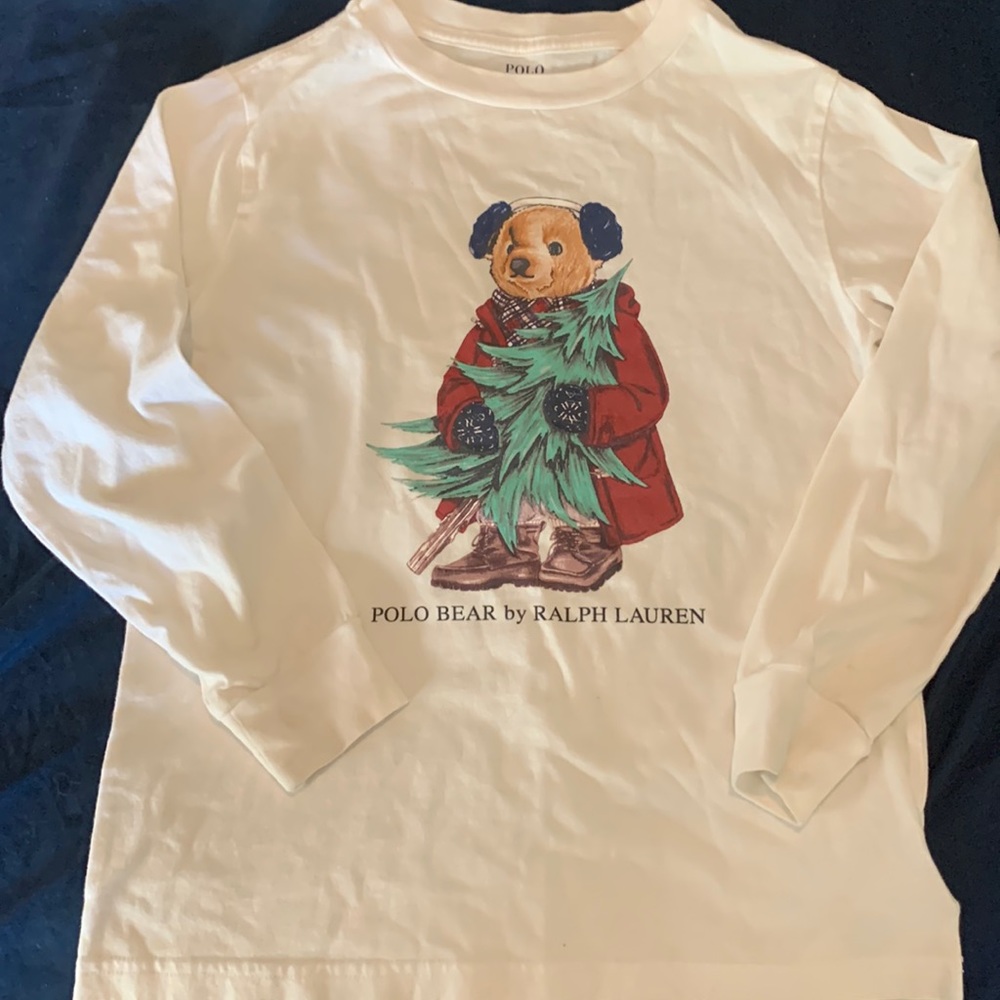 Girls polo Christmas bear long sleeve excellent condition